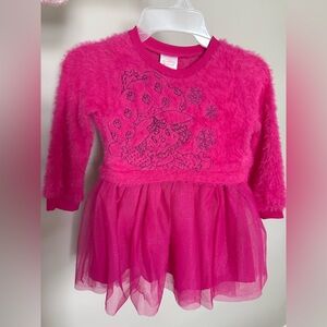 Pink Fuzzy Dress with Tulle Skirt